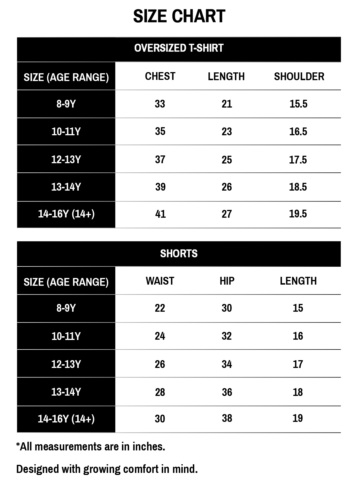 Size chart